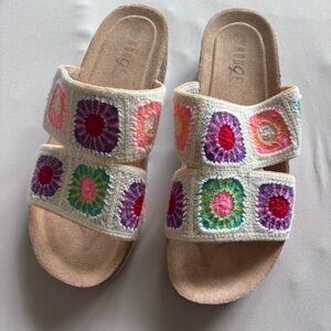 Rouge Helium crochet knit purple and pink platform sandal size 10